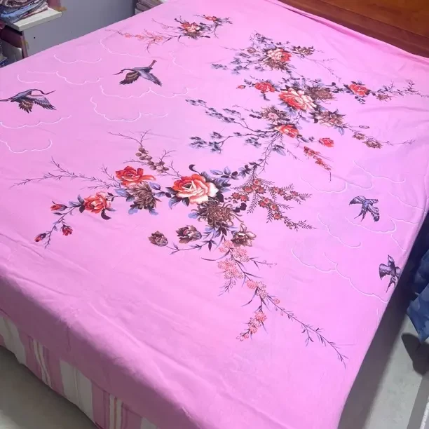 印花亲肤大床床单床裙床盖40支老式植物花卉纯色单床