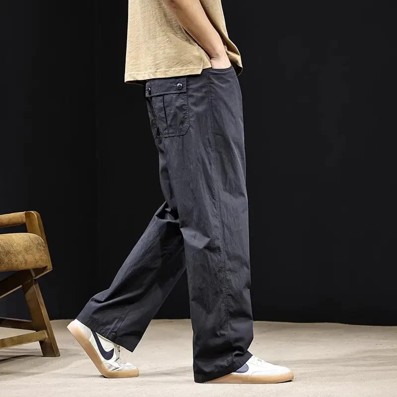 Cebrodz直筒休闲裤男冰丝速干薄款宽松大码夏季2025新款男士运动