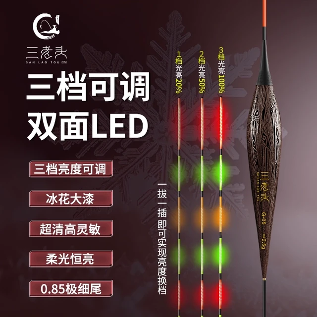 三老头可变档LED夜光漂G高灵敏日夜两用电子漂鲫鱼漂醒目变色浮漂