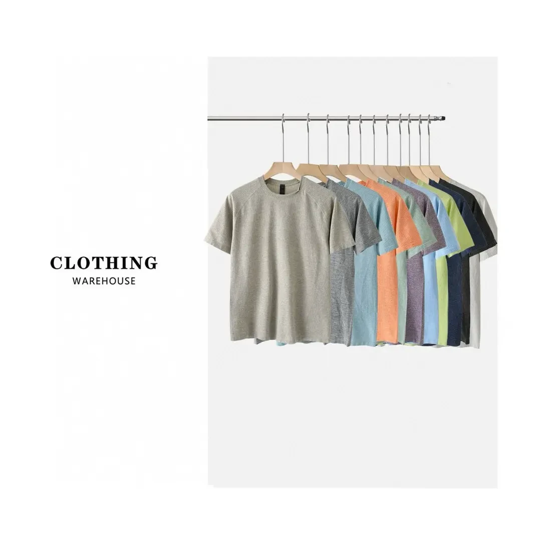 LU 替户外运动高弹速干11色纯色印花圆领套短袖T恤男女情侣款