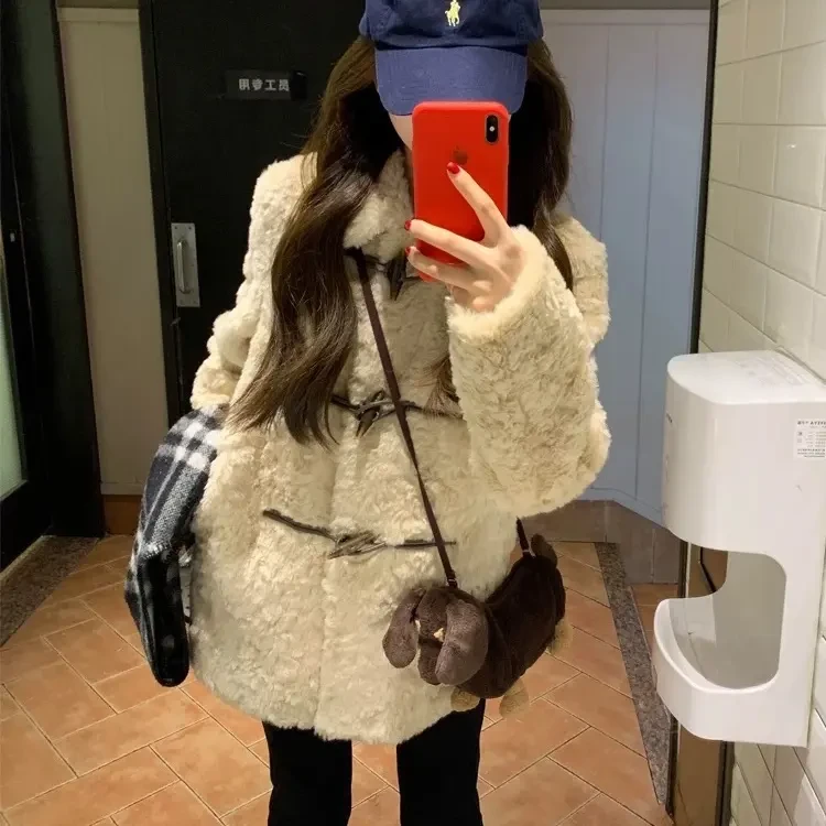 2025新款羊羔卷毛毛绒皮毛一体仿皮草冬季女保暖中长款宽松厚外套