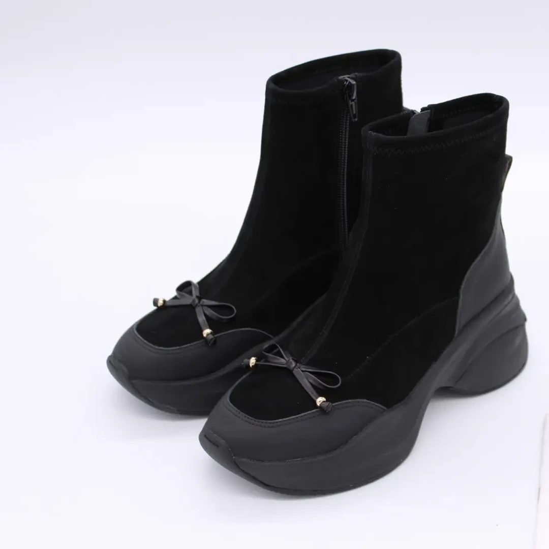 赵昭仪同款运动风瘦瘦靴7.5厘米增高时尚短靴