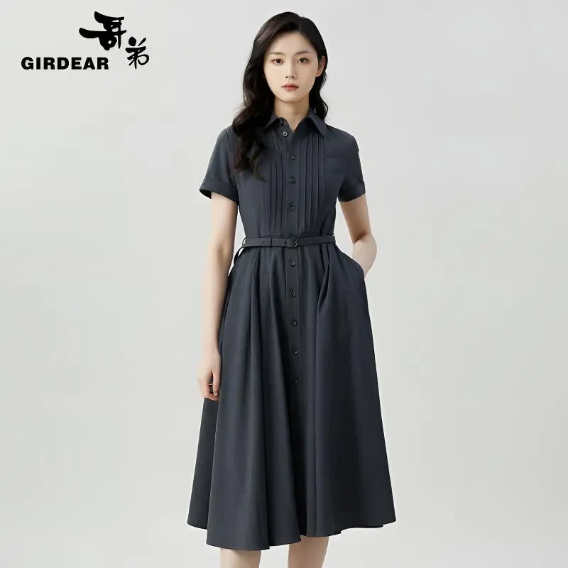 哥弟夏季轻奢高级感复古长款法式显瘦气质收法式收腰显瘦蛋糕裙