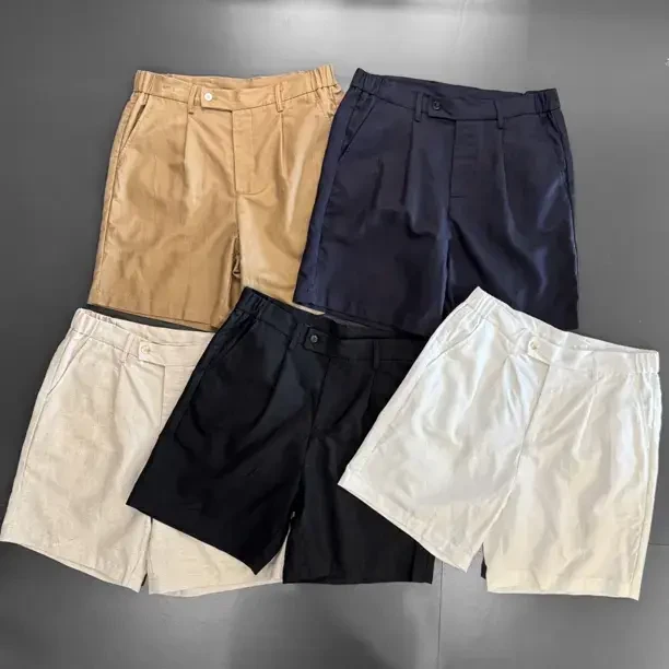 大码300斤轻奢老钱风亚麻短裤轻薄透气通勤男士五分裤休闲半截裤2