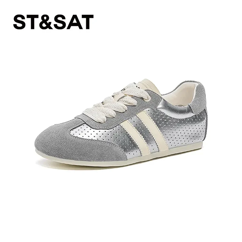 星期六复古德训鞋女款2025春季新款透气轻便简约百搭休闲鞋阿甘鞋