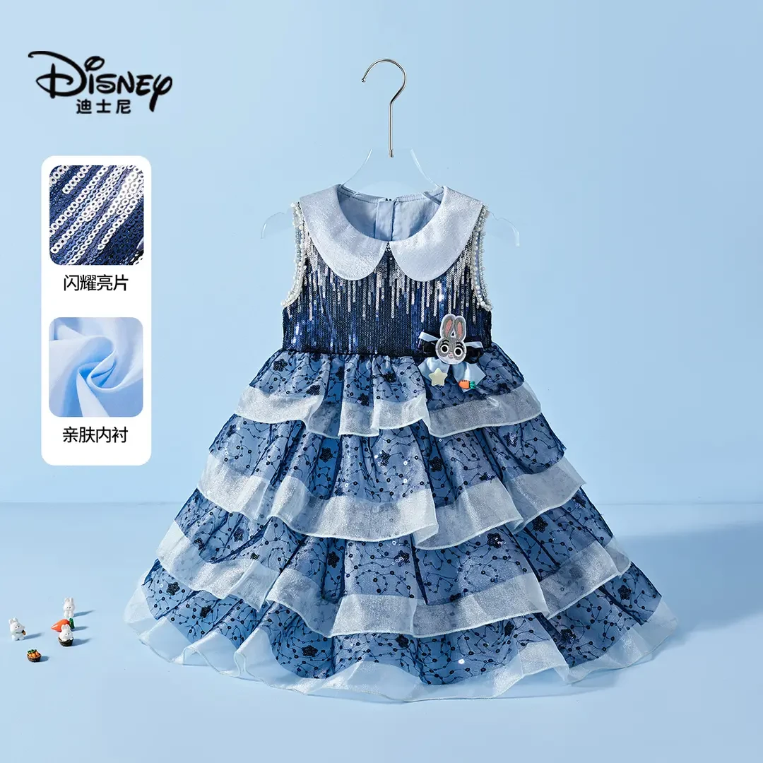 Disney/迪士尼冰雪奇缘春夏季碎花女「欧若风」连衣裙礼服公主裙