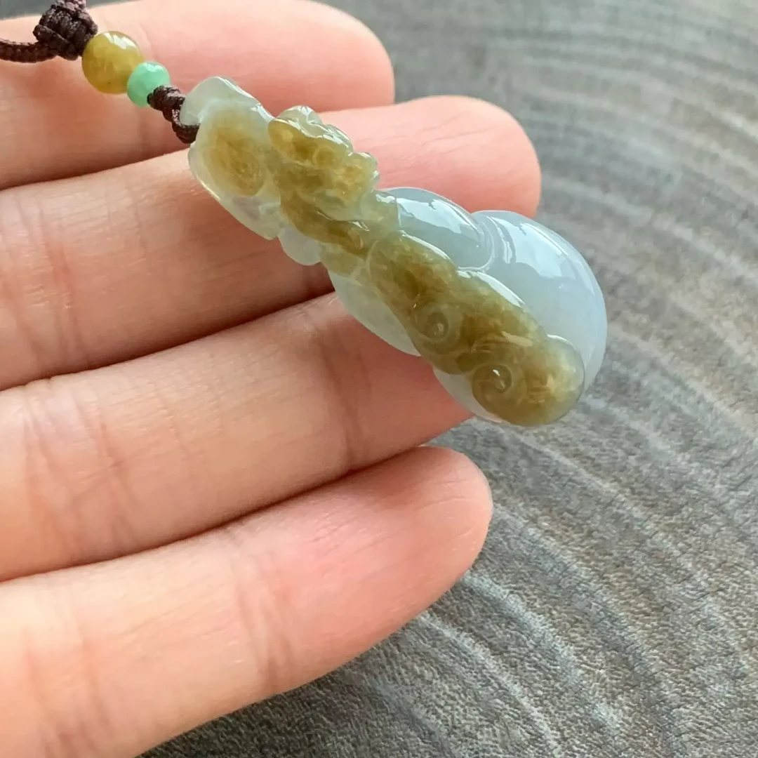 葫芦男女情侣款天然A货冰种黄翡玉佩玉坠百搭简约时尚挂件