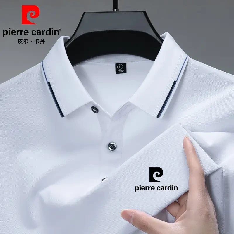 皮尔卡丹高档桑蚕丝男士T恤2024夏季薄款轻奢商务休闲翻领POLO衫