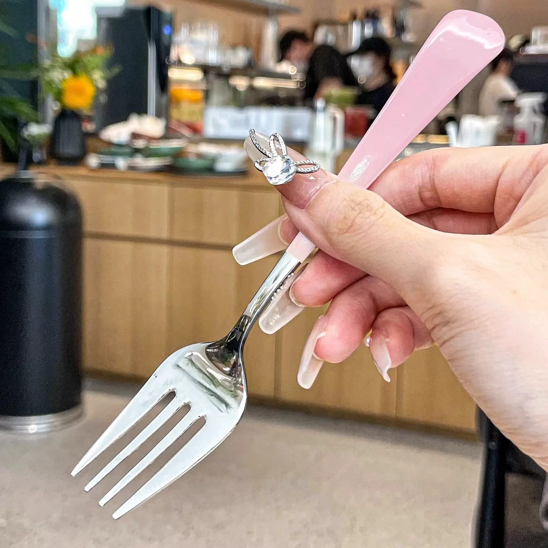 304不锈钢短柄叉子可爱吃面叉子西餐甜品叉水果叉