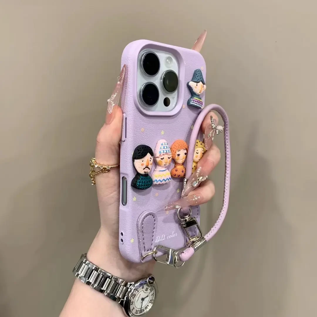 轻奢卡通趣味波点公仔适用苹果16手机壳15promax高级14/13/12小众