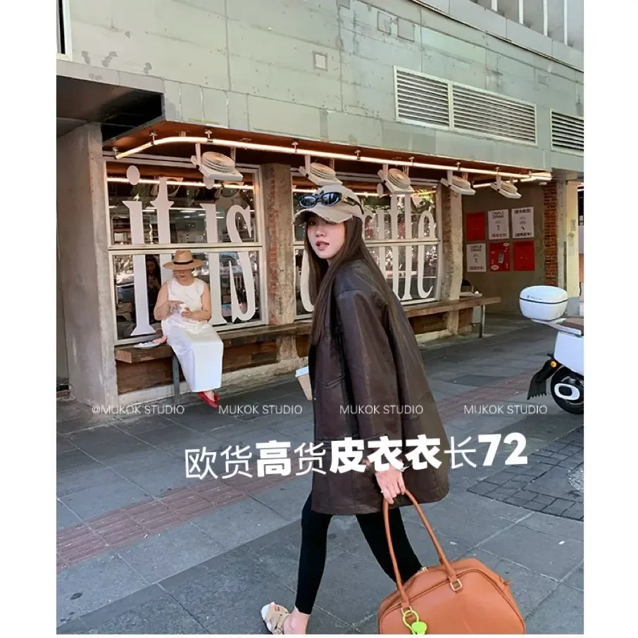 28193欧货高货中长款极简皮衣西装外套2508衣长72（剪标款）