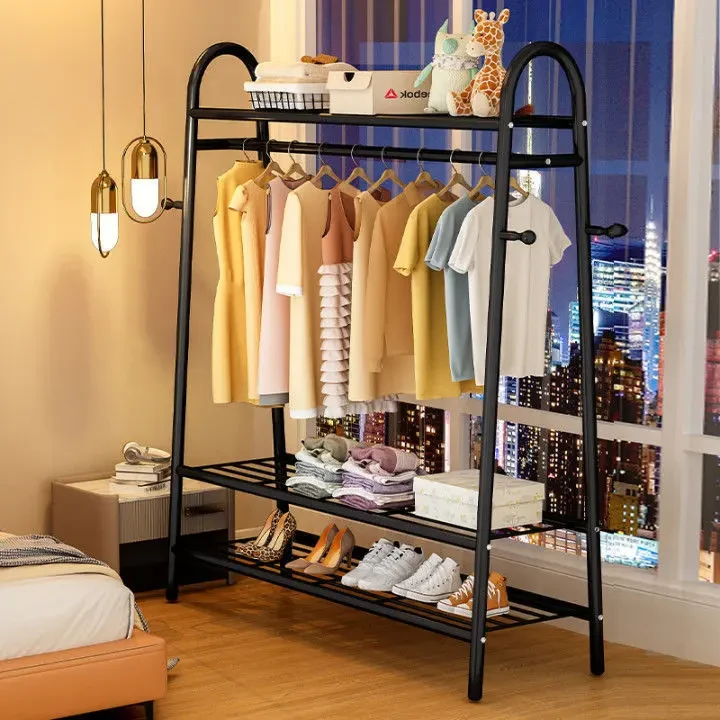 室内简易晾衣架落地式阳台晾衣杆卧室立式挂衣架家用收纳晒衣服架