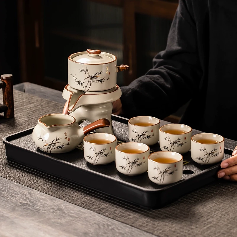 汝窑自动茶具套装家用高档陶瓷茶壶功夫茶杯2024新款懒人泡茶神器