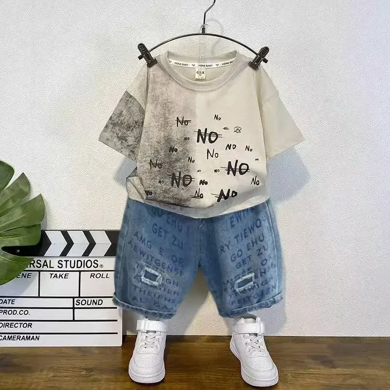 男童短袖套装夏季薄款2025新款洋气时髦儿童装宝宝潮流夏装两件套