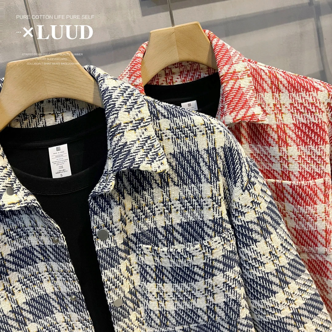 【BJ】小香风格子复古翻领外套法式轻奢高级感潮流休闲夹克上衣男