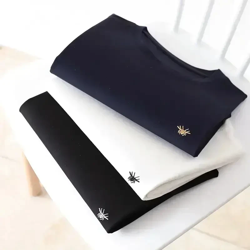 【绣标/福利款】2025夏季高档时尚刺绣小蜜蜂简约百搭纯色短袖