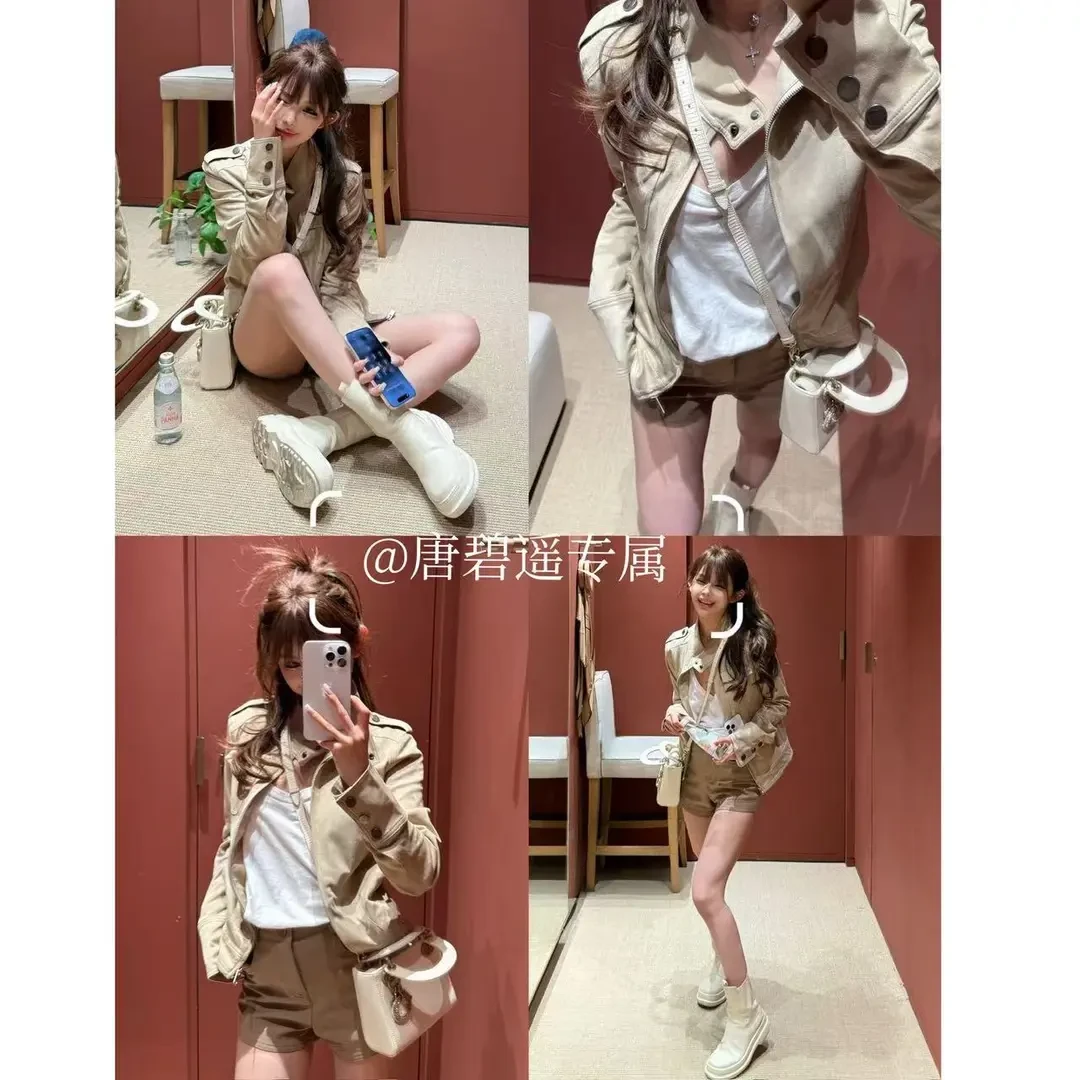 复古麂皮绒开春短款机车夹克外套女秋季韩系休闲修身上衣