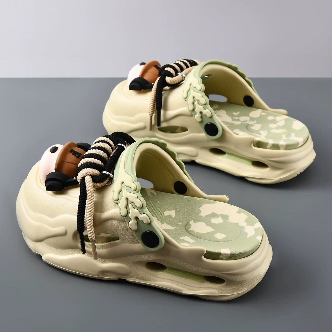 洞洞鞋男款耳机狗夏外穿厚底踩屎感包头防滑情侣增高沙滩凉鞋拖鞋