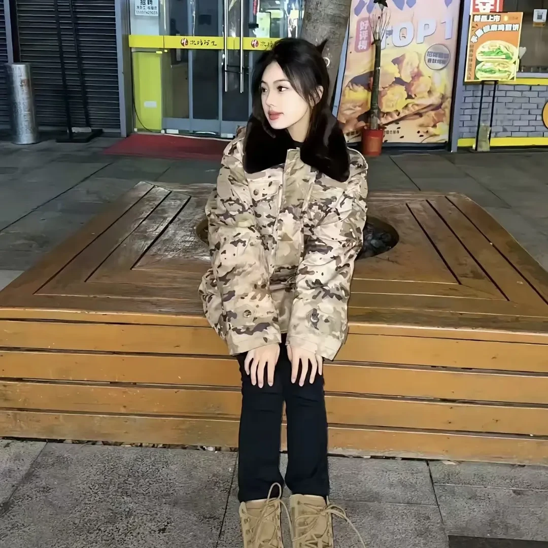 迷彩大衣冬季户外服中长款加厚可拆卸防刮耐磨保暖短款时尚百搭