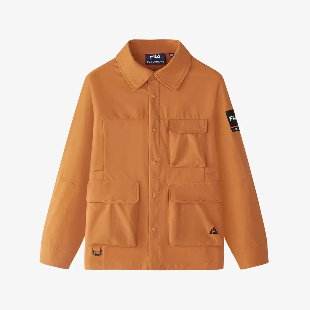 FILA斐乐儿童外套春季工装梭织百搭户外时尚潮酷翻领衫K12B513721