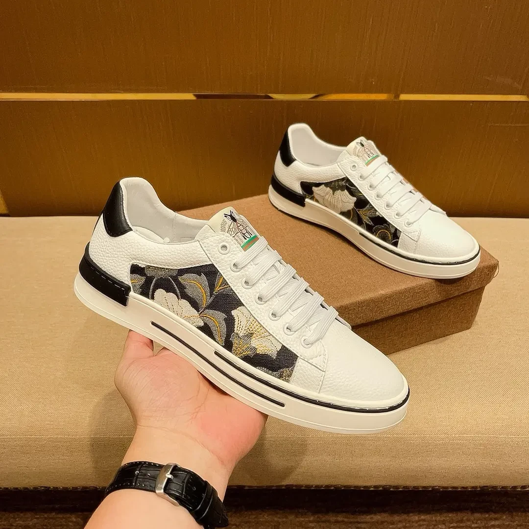 欧货春季轻奢新款男士潮牌印花百搭板鞋透气潮流时尚休闲板鞋潮鞋