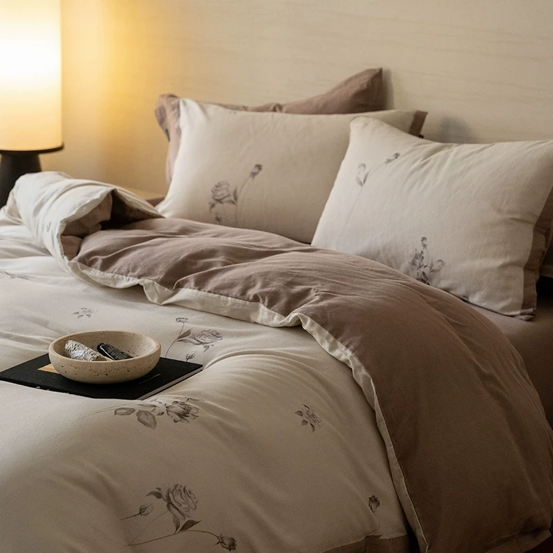中古风轻柔纱丨四件套纯棉全棉2025新款简约高级床单被套床上用品