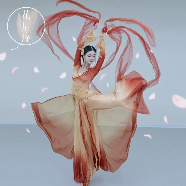 花辰序古典舞渐变仙气飘逸纱衣身韵服成人中国舞古风裙裤表演出服