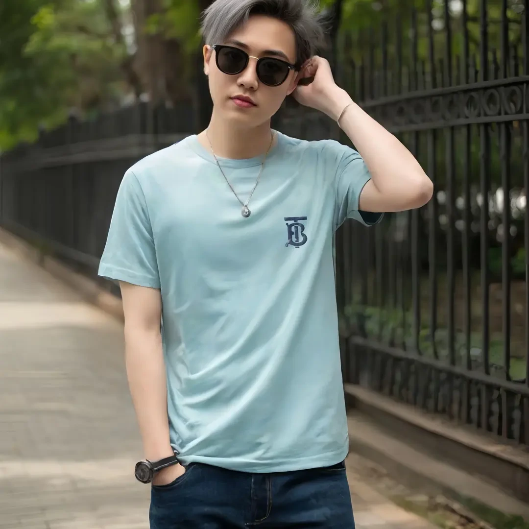 8068 夏季男士上衣新款百搭潮流宽松速干T恤圆领短袖印花潮牌休闲