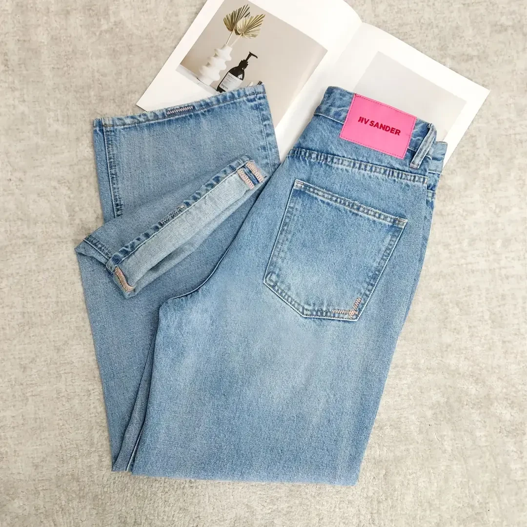 SU【381】花66  本本 无弹时尚百搭宽松窄版阔腿牛仔裤