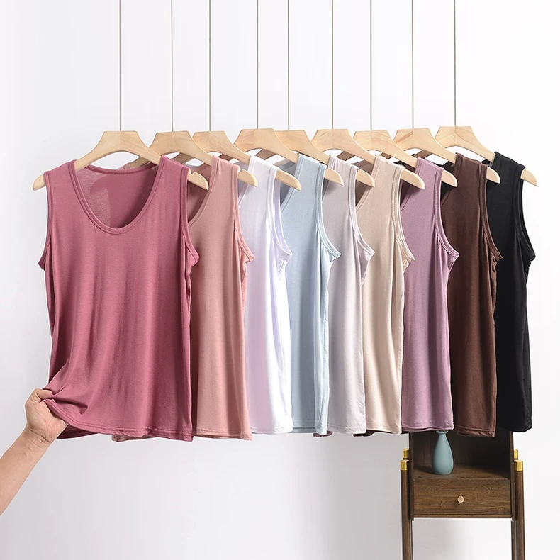 宽松莫代尔吊带背心女夏季薄款圆领显瘦上衣大码内搭妈妈装打底衫