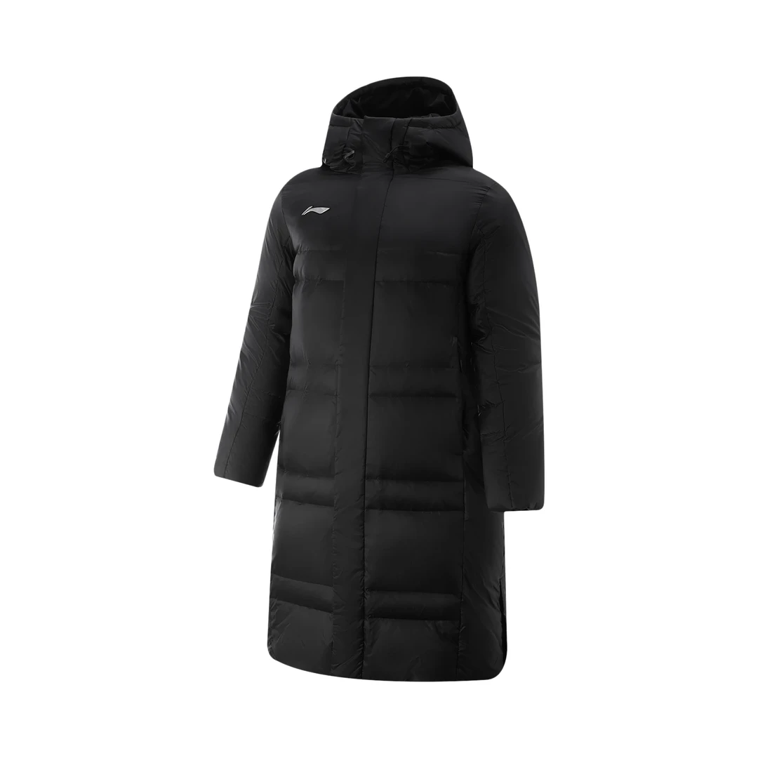 李宁乒乓球系列长羽绒服冬季保暖连帽男女同款运动外套AYMV379