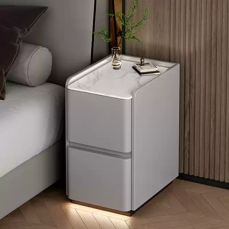 极窄岩板床头收纳床头柜小型窄小实木轻奢客厅家用简约北欧极简