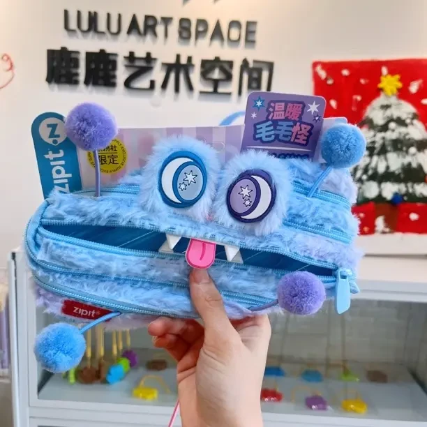 可爱怪兽拉链笔袋创意大容量透明学生文具铅笔盒