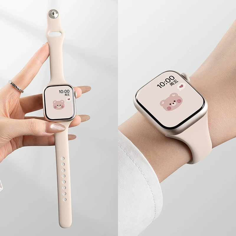 适用苹果S11手表iwatch10表带applewatchs9小蛮腰运动8硅胶表带夏