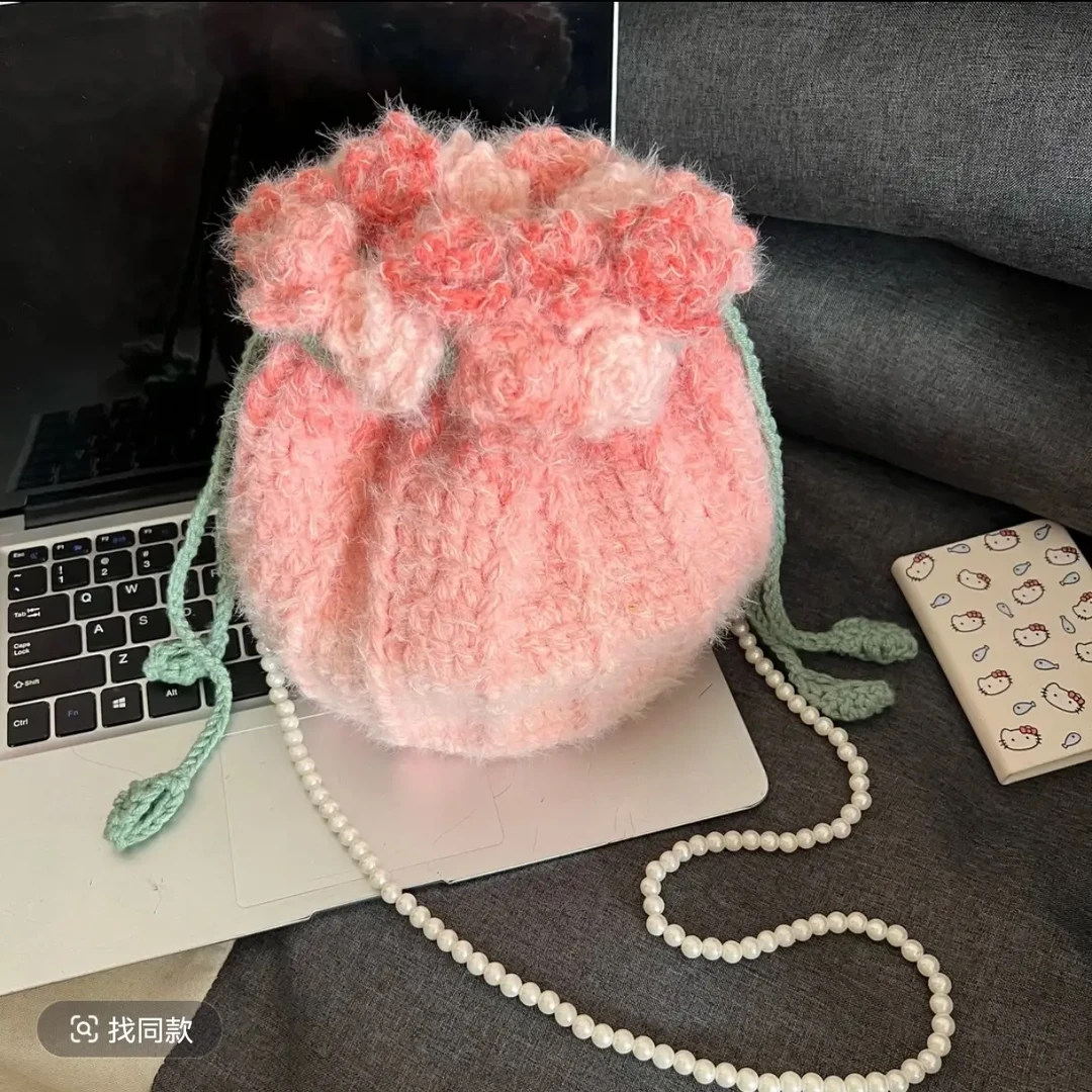 手工DIY编织桃桃莓莓粉渐变玫瑰花束包材料包送女生礼物