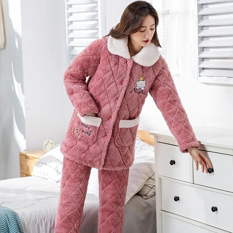 【补贴福利】睡衣冬季三层加绒加厚夹棉保暖宽松大码可外穿家居服