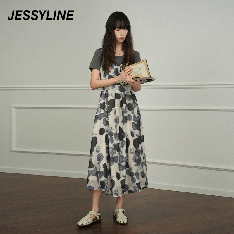 jessyline夏季新款 杰茜莱T恤吊带连衣裙套装 423116149