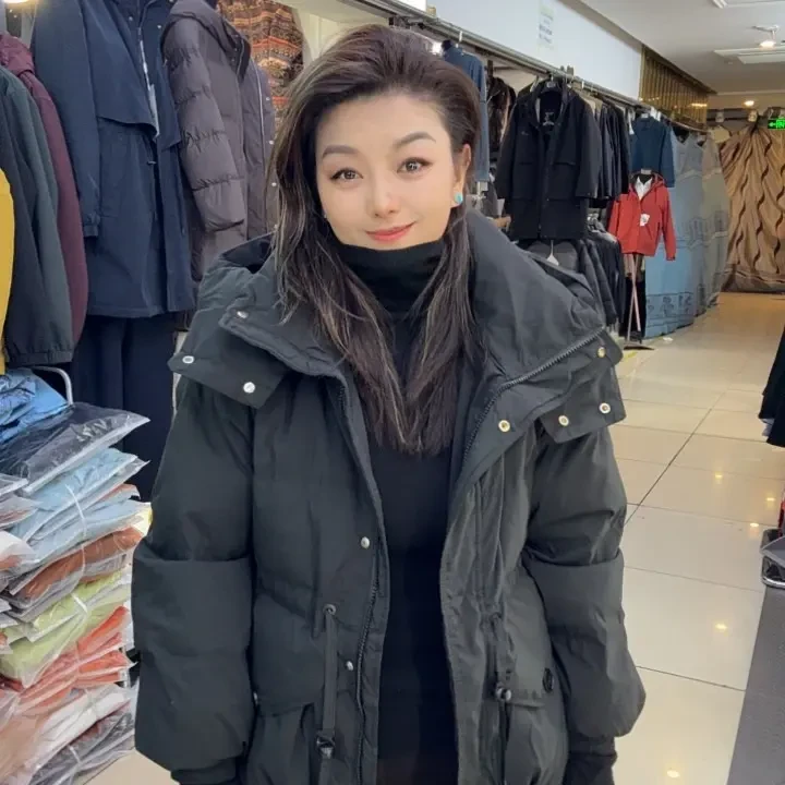 修身型中长款长袖连帽长款时尚短款女士保暖