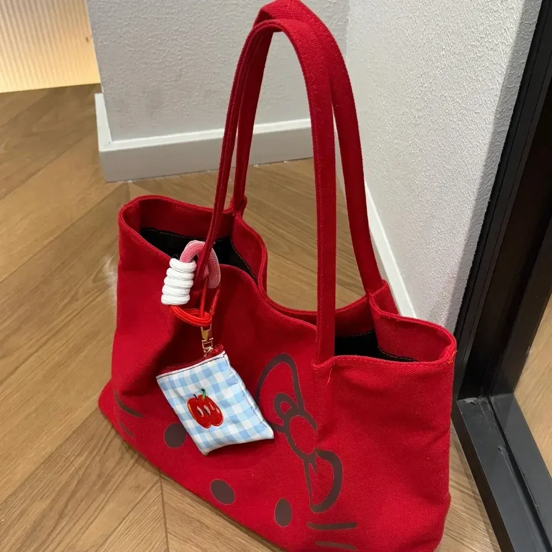 hellokitty手提包单肩包帆布可爱kt猫学生上课上班通勤单肩托特Ck