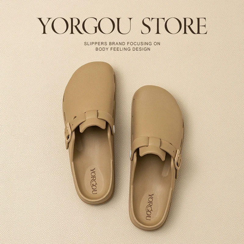 远港勃肯凉拖鞋女夏季家居室内厚底防滑踩屎感包头半拖休闲外穿男