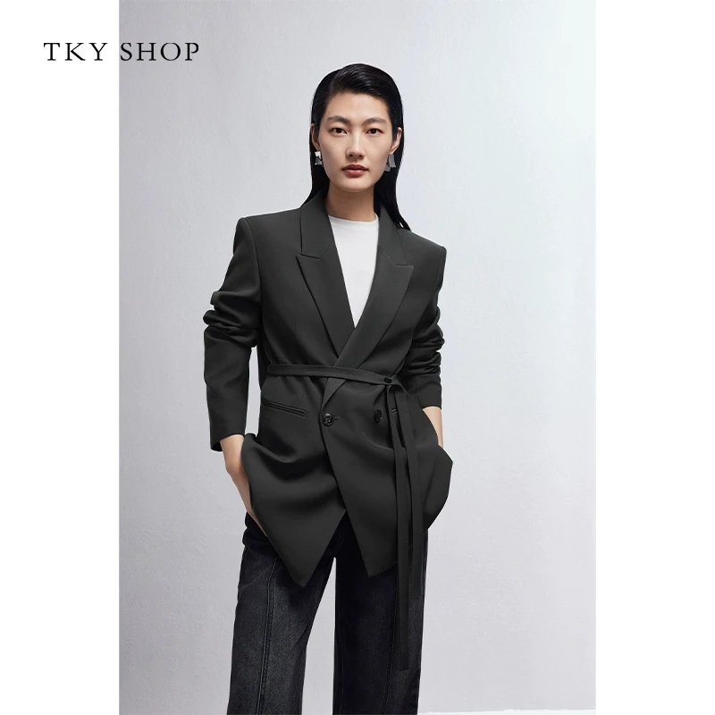 [商场同款]TKYSHOP韩版系带便西女24秋西装外套10H1CA08P044