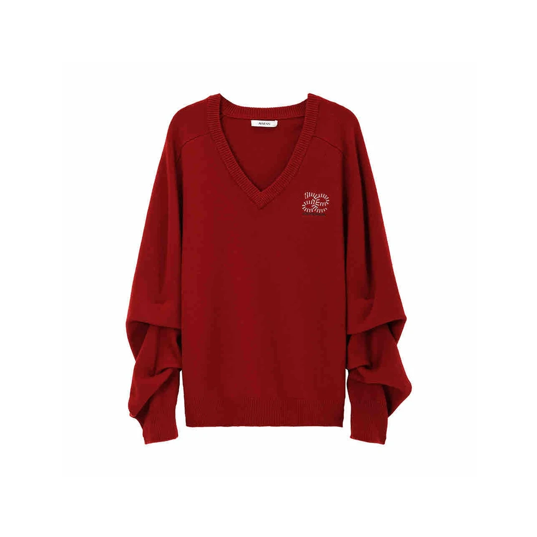 AVVENN设计师品牌V领长袖毛衣DSC买手店BY5A34010