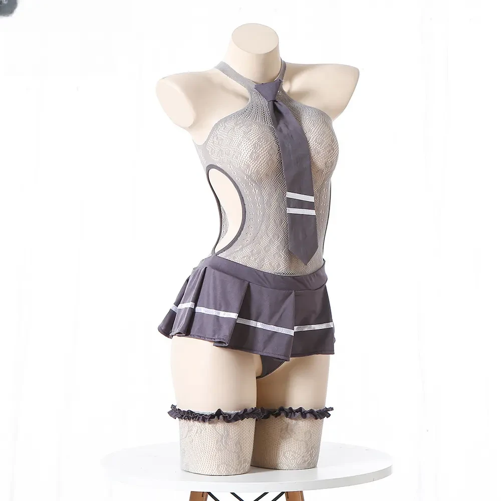 纯欲风性感睡裙包臀蕾丝紧身挂脖极短百褶裙显瘦气质睡衣少女套装