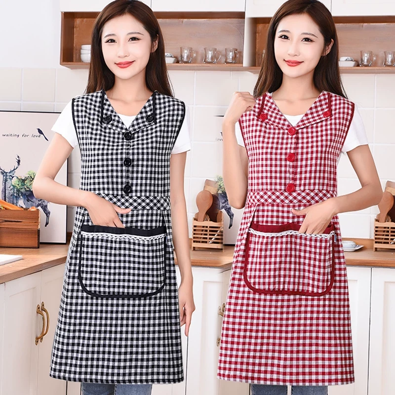 翻领围裙纯棉罩衣时尚坎肩围兜厨房做饭工作服女上班家用防油污