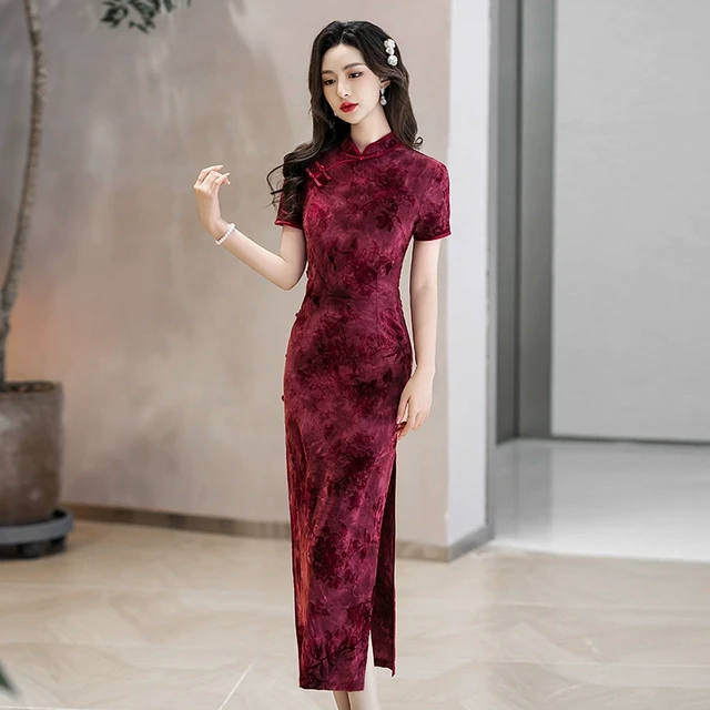 新中式复古民国风老上海植绒旗袍2025新款女气质高端短袖日常可穿