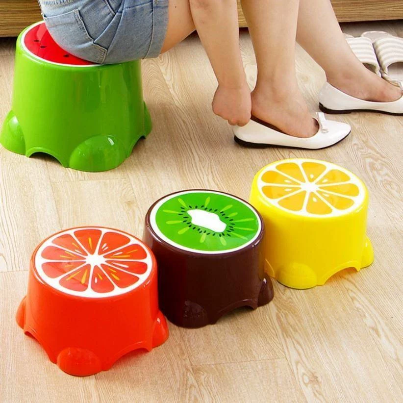 水果塑料圆形小凳子加厚板凳宝宝卡通矮凳儿童可爱家用西瓜
