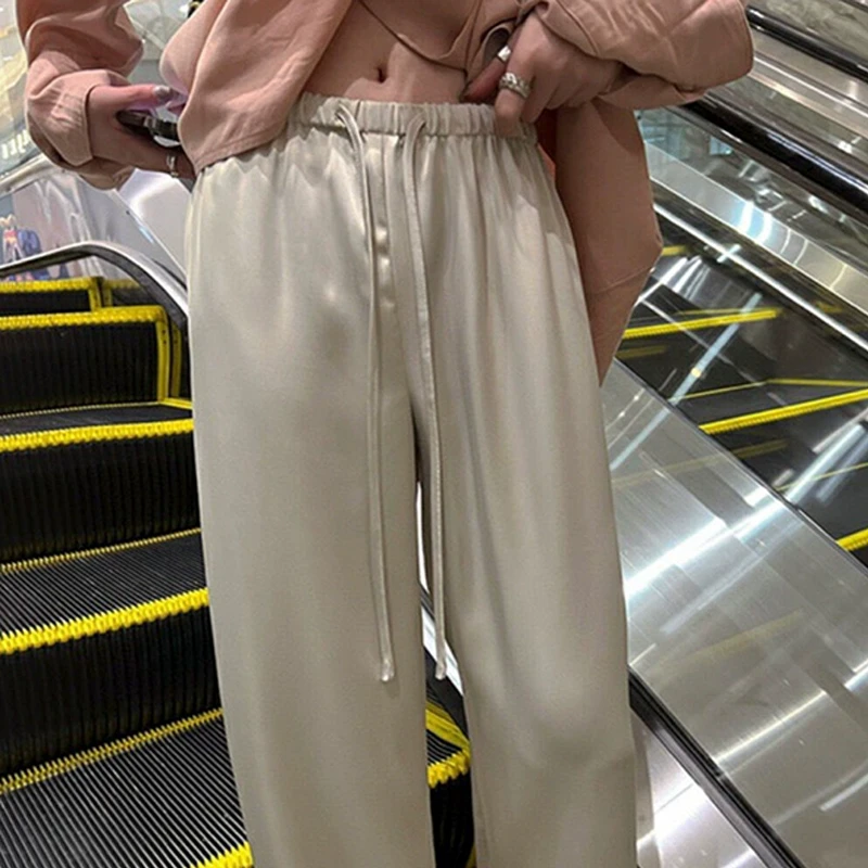 早春秋宽松休闲裤子新款爆款2024女夏薄款直筒显瘦阔腿拖地裤长裤