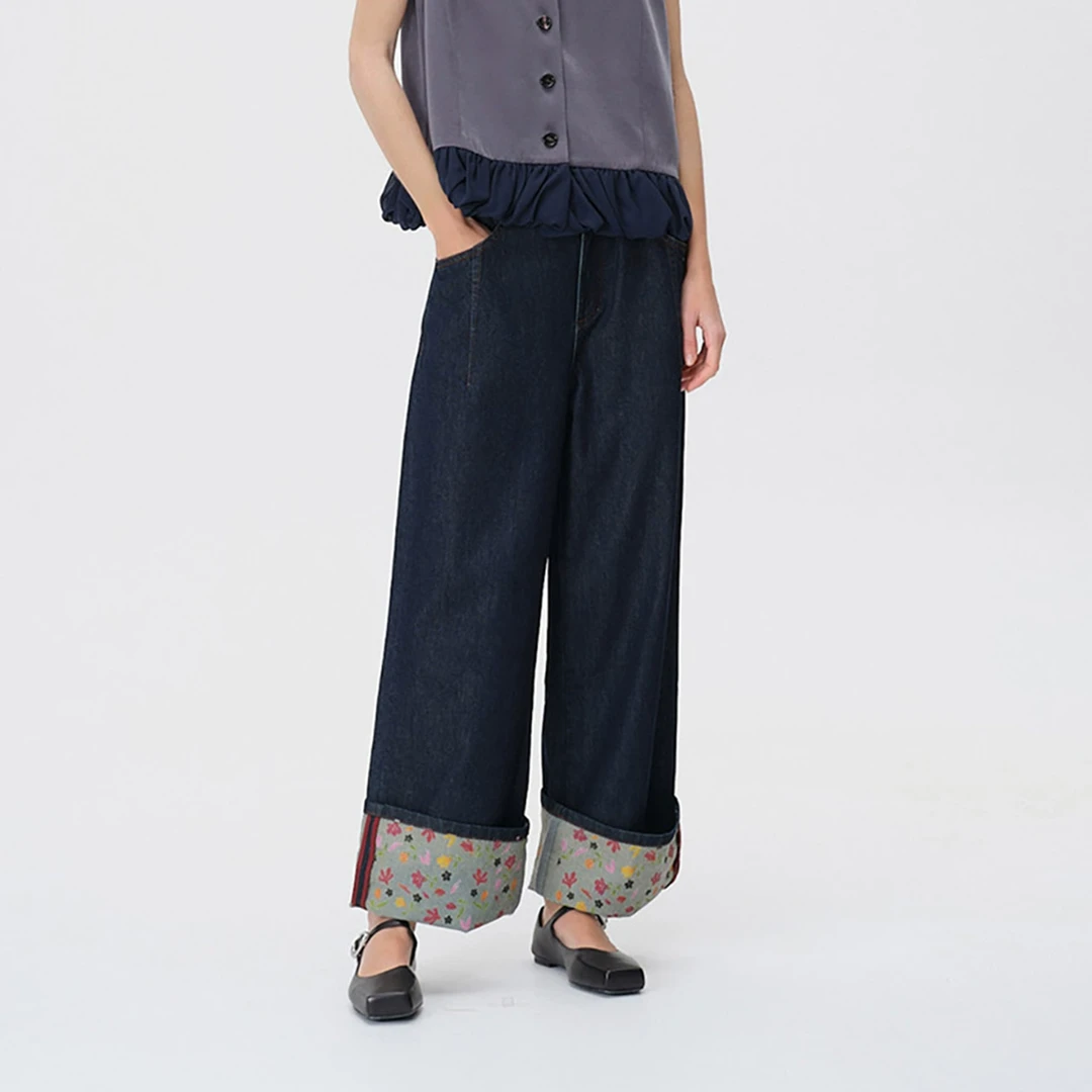 ASYUS设计师品牌花色拼边牛仔裤DSC买手店CY5A42036