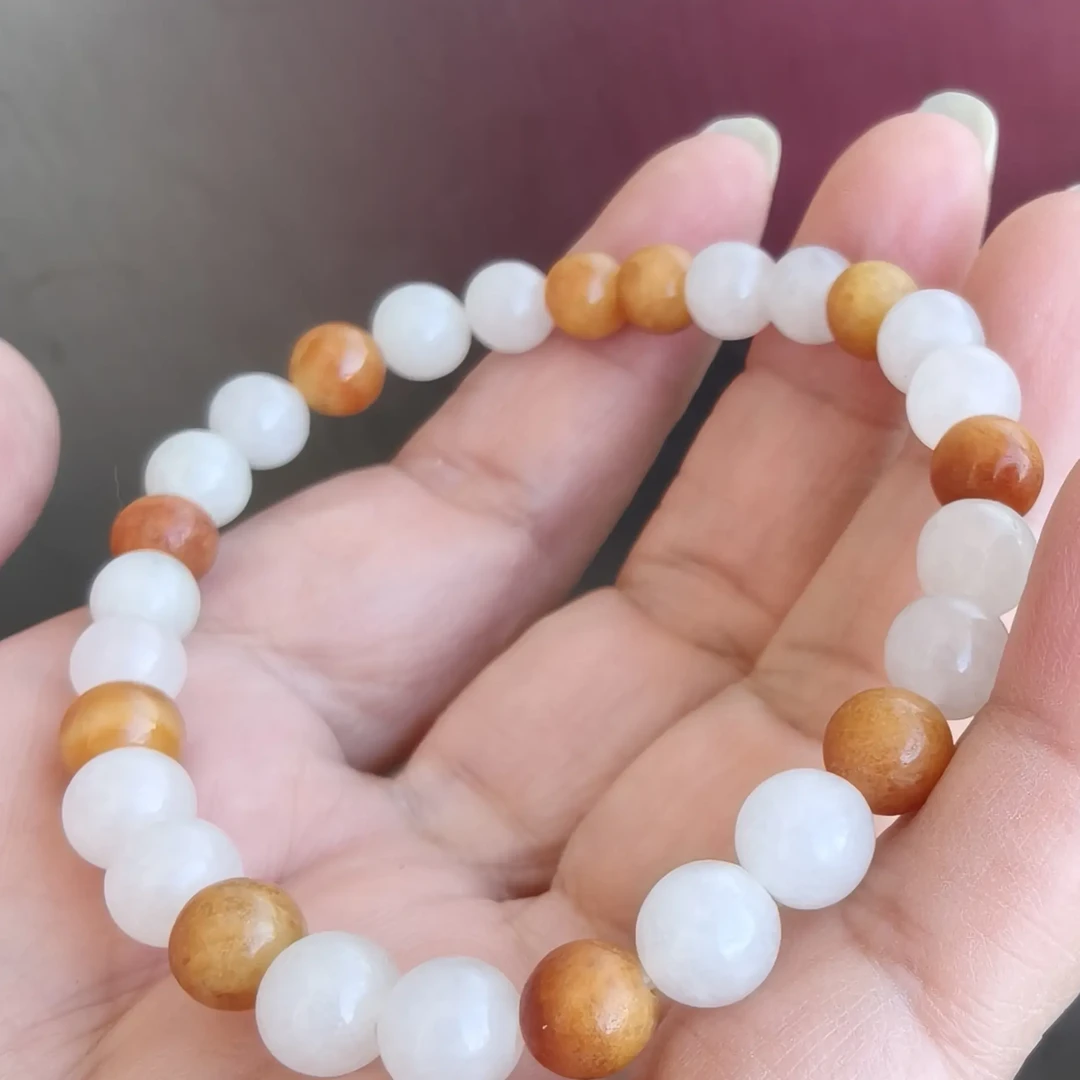 翡翠A货亚光红翡手串