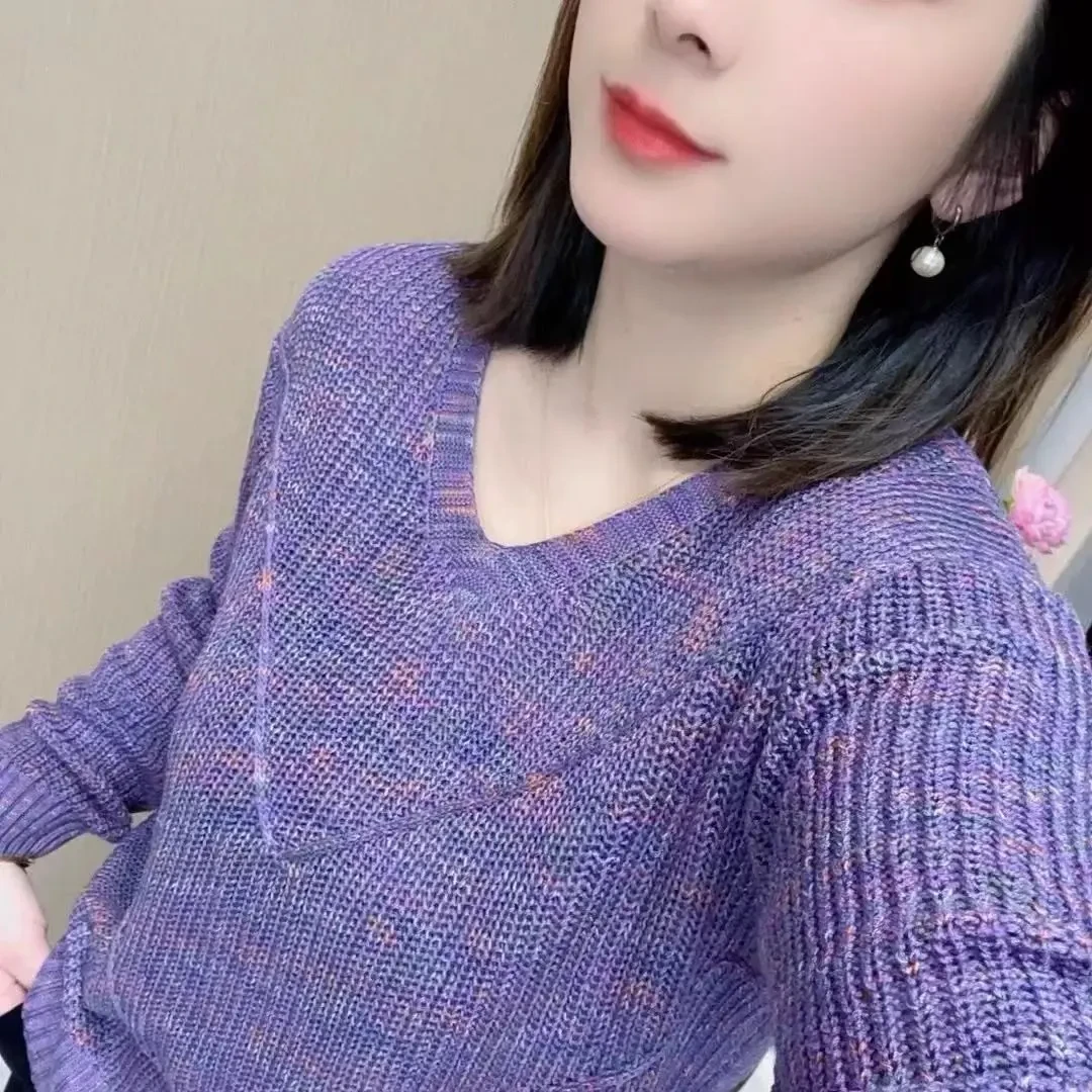 薄款针织衫女2025春秋新款长袖宽松显瘦气质上衣V领小衫韩版百搭